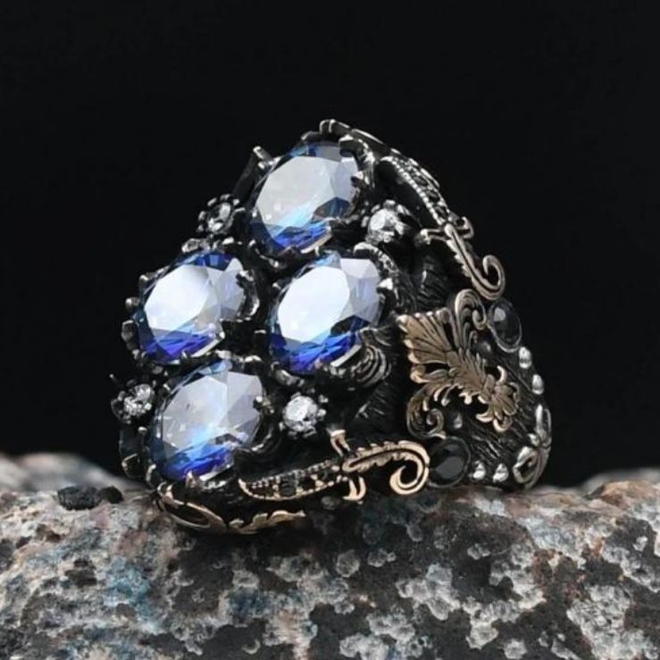 Special Design Tulip Motif Mystic Topaz Stone 925 Sterling Silver Ring