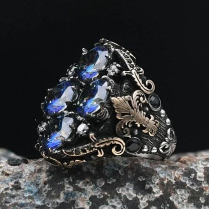 Special Design Tulip Motif Mystic Topaz Stone 925 Sterling Silver Ring