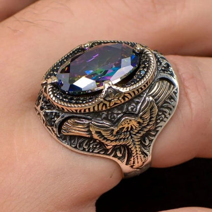 Special Design Phoenix with Mystical Topaz Stone 925 Sterling Silver Ring