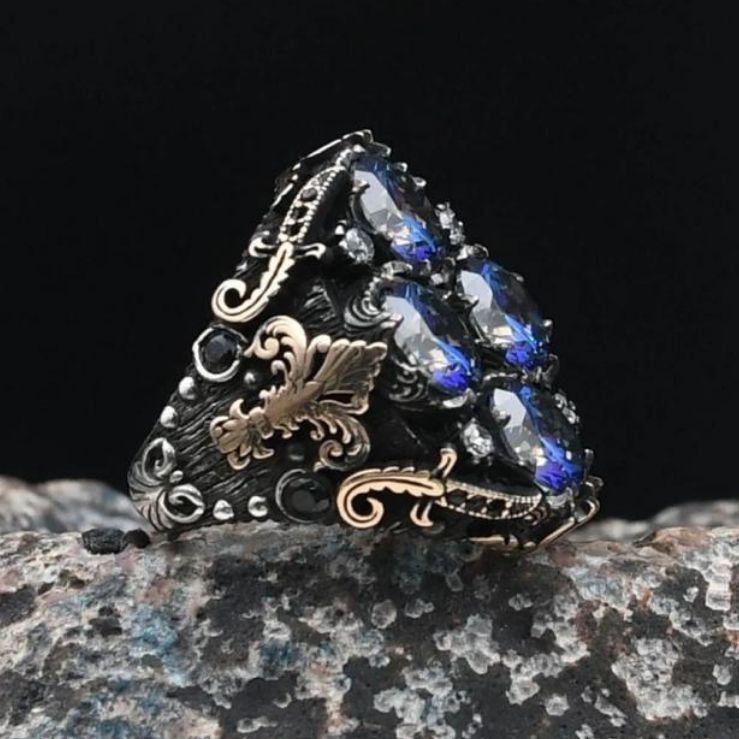 Special Design Tulip Motif Mystic Topaz Stone 925 Sterling Silver Ring