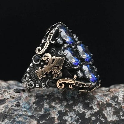 Special Design Tulip Motif Mystic Topaz Stone 925 Sterling Silver Ring