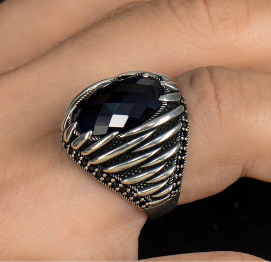 Navy Blue Zircon Stone 925 Sterling Silver Ring