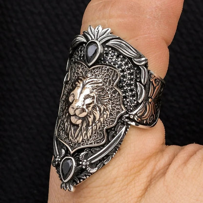 Zahgar Style Lion 925 Sterling Silver Ring