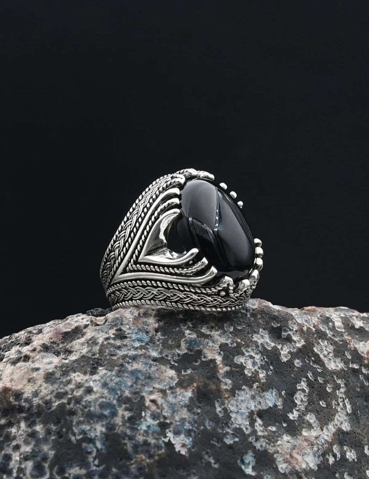 Onyx Stone Ring 925 Sterling Silver