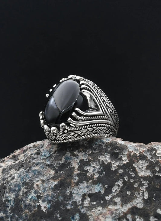 Onyx Stone Ring 925 Sterling Silver