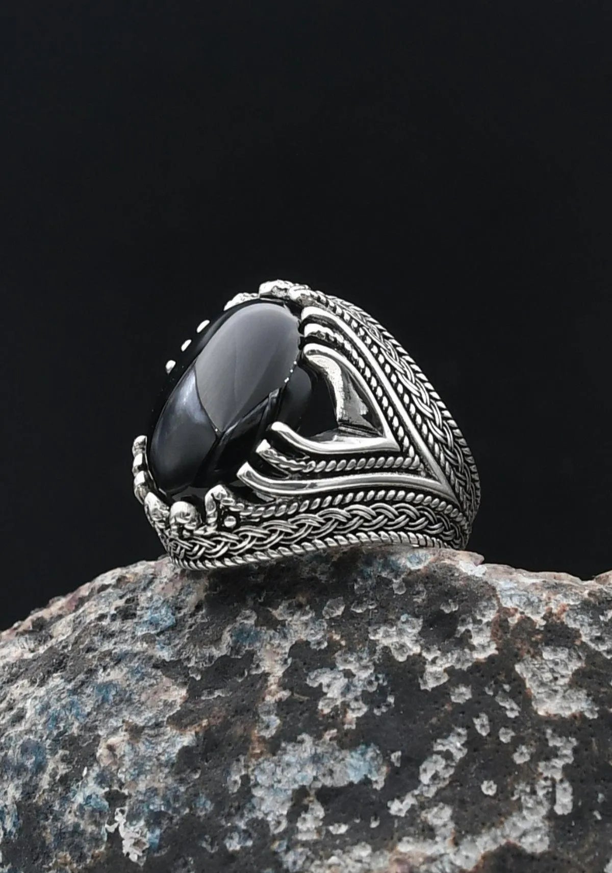 Onyx Stone Ring 925 Sterling Silver