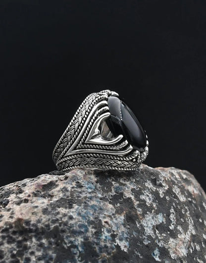 Onyx Stone Ring 925 Sterling Silver