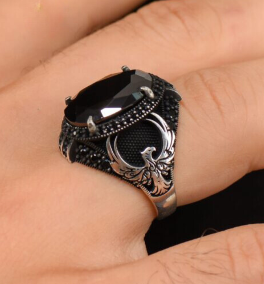 Phoenix with Zircon Stone 925 Sterling Silver Ring