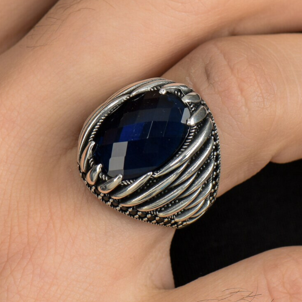 Navy Blue Zircon Stone 925 Sterling Silver Ring