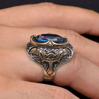 Special Design Phoenix with Mystical Topaz Stone 925 Sterling Silver Ring