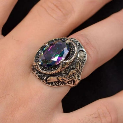 Special Design Phoenix with Mystical Topaz Stone 925 Sterling Silver Ring