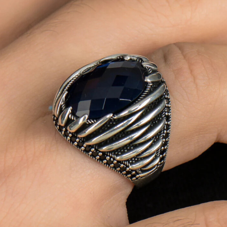 Navy Blue Zircon Stone 925 Sterling Silver Ring