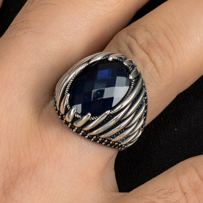 Navy Blue Zircon Stone 925 Sterling Silver Ring