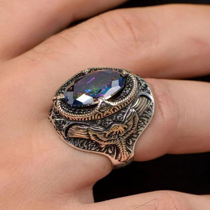 Special Design Phoenix with Mystical Topaz Stone 925 Sterling Silver Ring