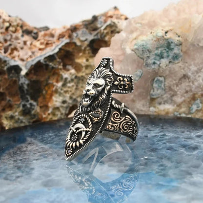 Zahgar Style King Lion 925 Sterling Silver Ring