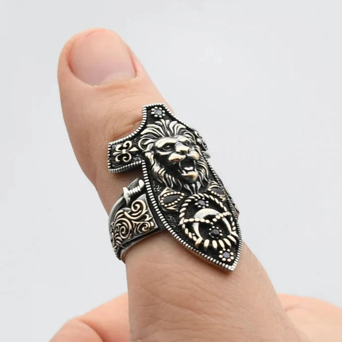 Zahgar Style King Lion 925 Sterling Silver Ring