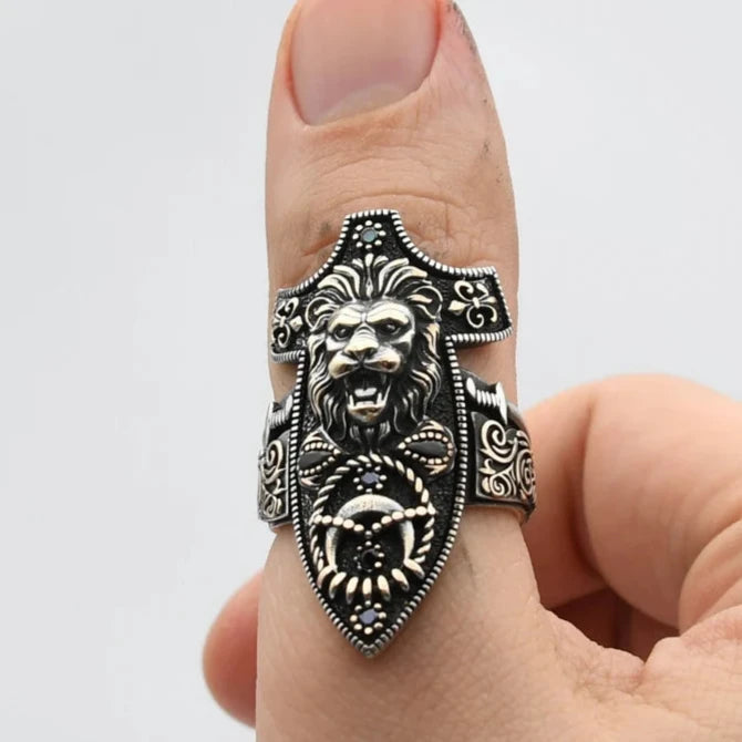 Zahgar Style King Lion 925 Sterling Silver Ring