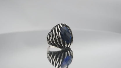 Navy Blue Zircon Stone 925 Sterling Silver Ring